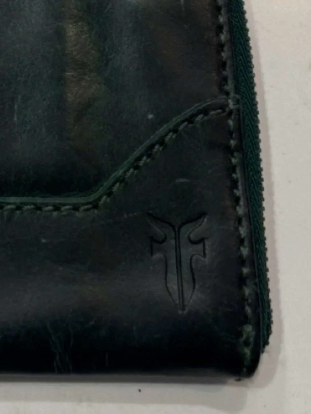 Frye Forest Green Leather Wristlet Clutch